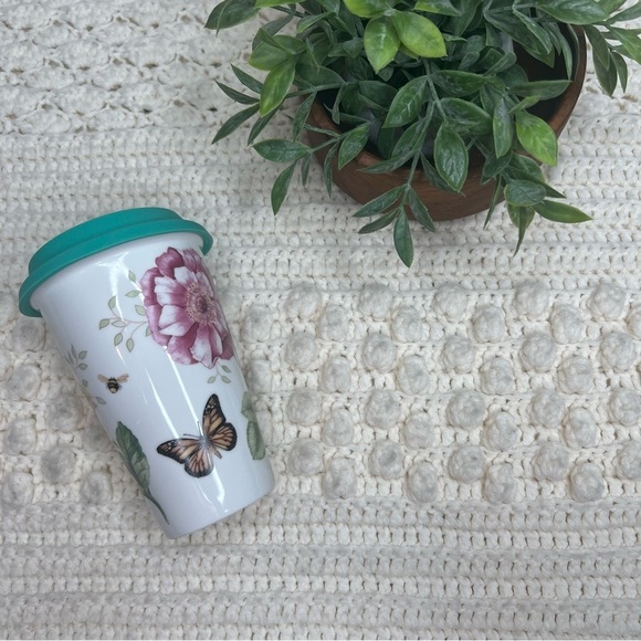 LENOX AMERICAN BY DESIGN Butterfly Meadow Ceramic Tumbler Decorative Travel Mug - Picture 6 of 14